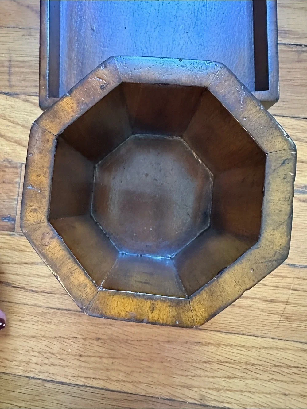 Vintage Antique Gothic Revival Wooden Desk Set Valet Tray & Octagonal Organizer